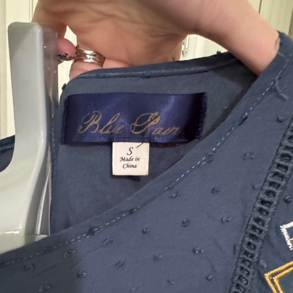 Blue Rain BoHo Teal Dress with Gold Embellishments - Picture 2 of 9